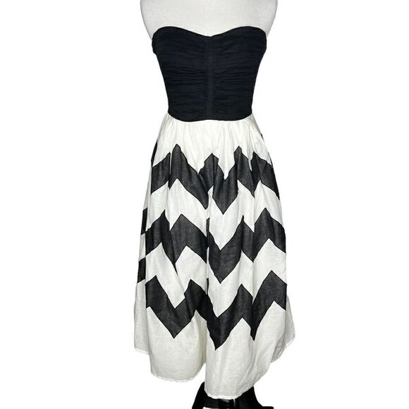 Leifnotes Cherie Chevron Dress Black White Size 0 - Picture 5 of 10
